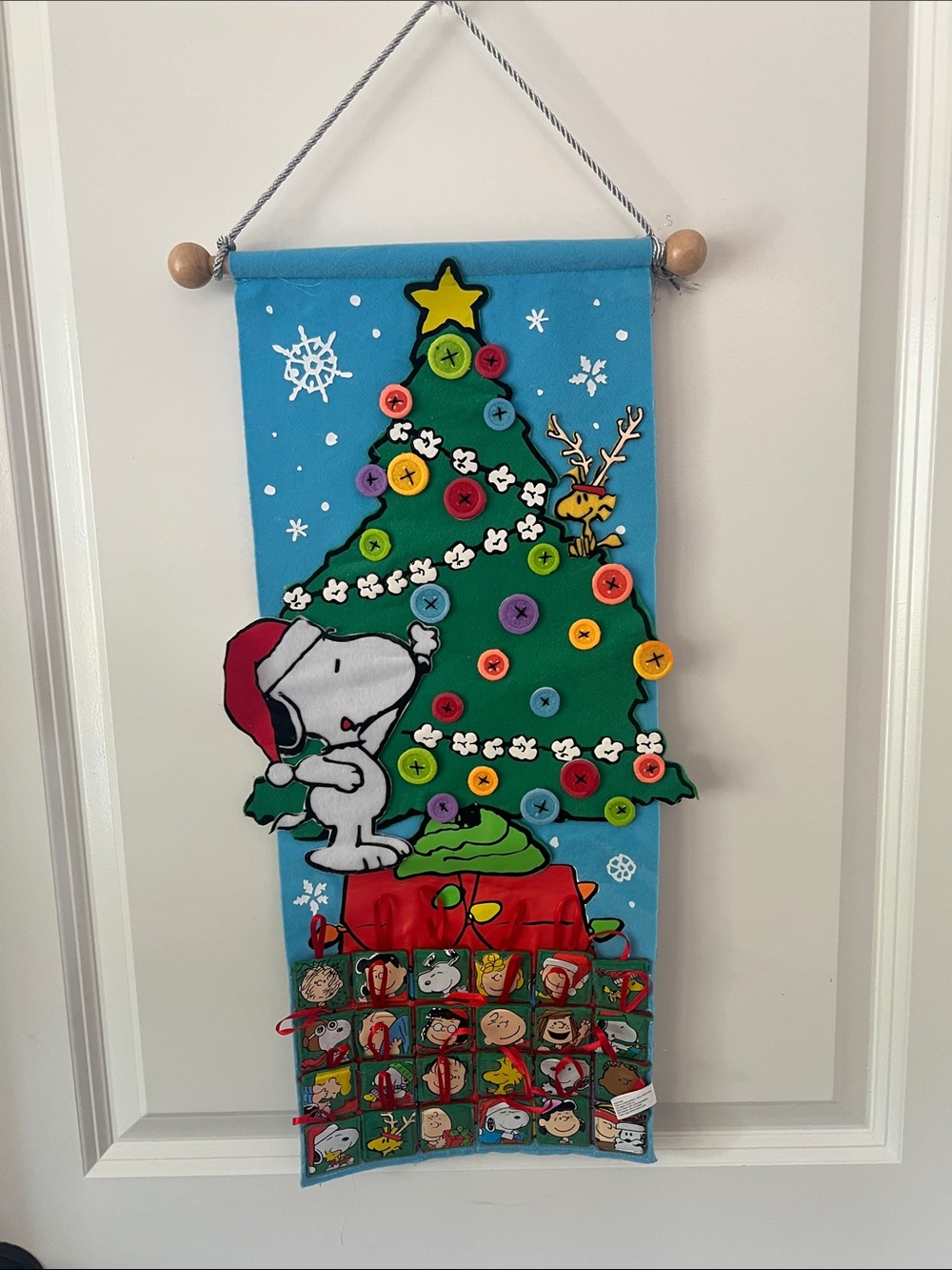 Peanuts Snoopy Blue Christmas Tree Hanging Advent Calendar
